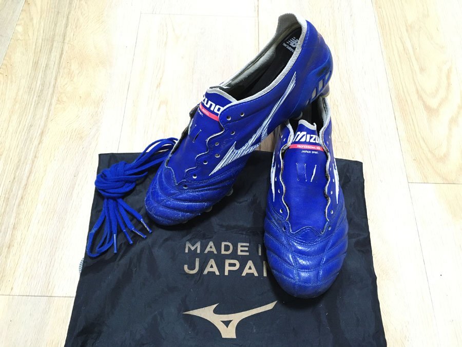 ◆MIZUNO ミズノ MORELIA NEO モレリアネオ サッカー スパイク 25cm ブルー シューズ 靴 専用袋・シューキーパー付き 洗濯済み拍卖