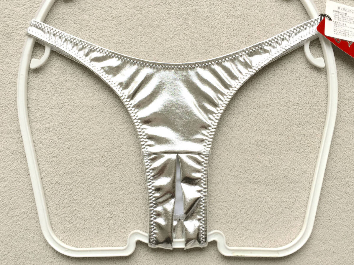 【チェリーラブ/Cherry Love(ラ・ポーム)】ぴかぴかメタリック★ハイレグ&ストレッチ★オープンTバック/シルバー♪新品/日本製拍卖