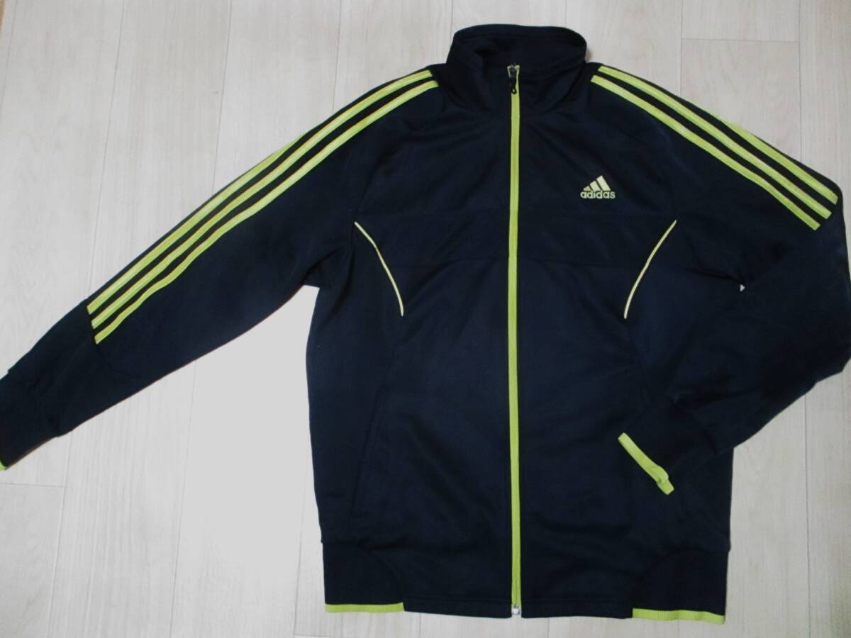 アディダス・3本ライン ジャージジャケット・黒×ゴールド色・サイズO拍卖