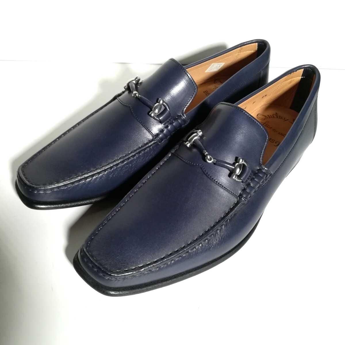 d0289 【新品同様・試着程度】 ★サントーニ Santoni★ 1491 ビットローファー 6 1/2 ネイビー シューズ ビジネス 革靴 本革 BEAMS f拍卖