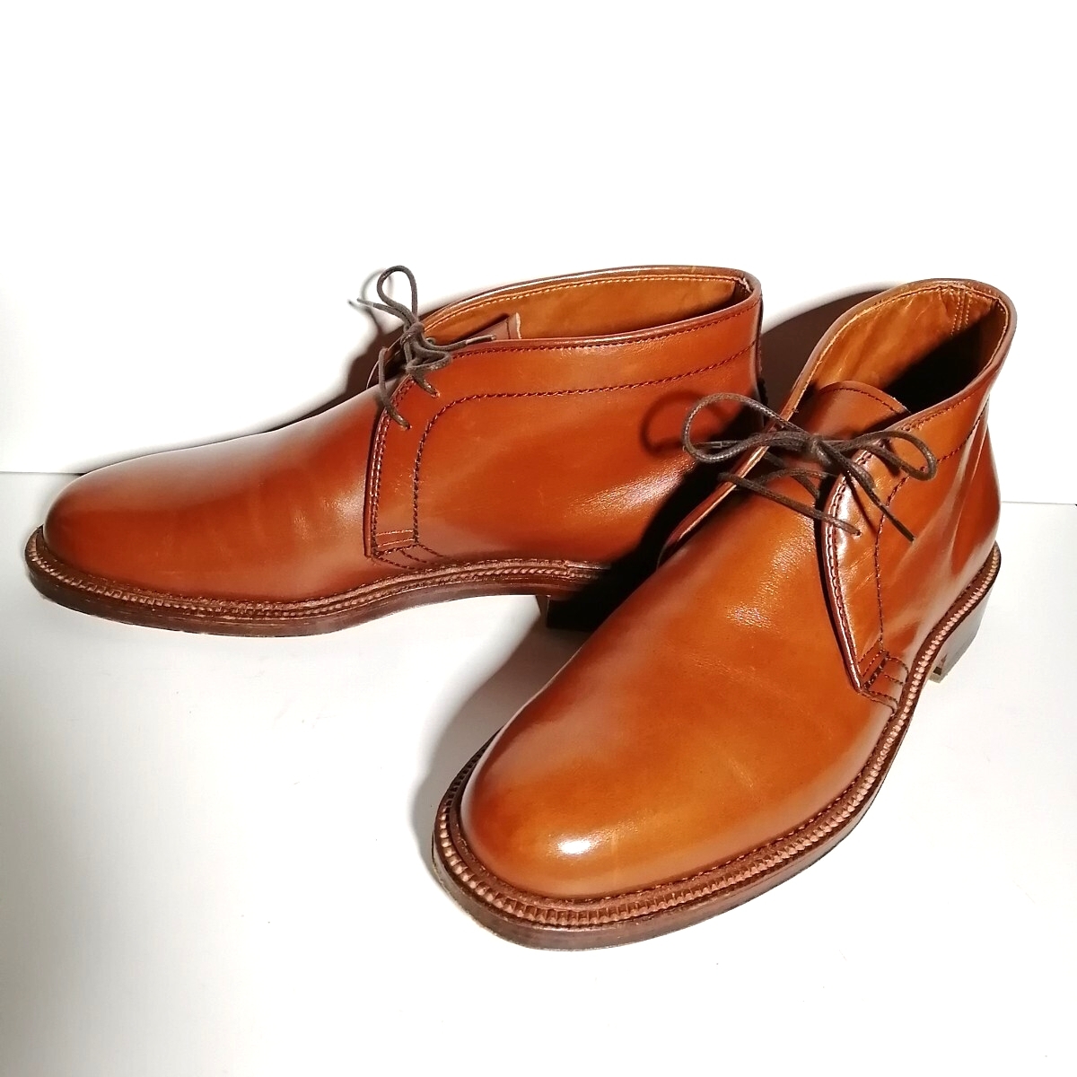 d0297 良品 ★オールデン Alden★ 14224 カーフ チャッカブーツ 7 B/D 茶 ブラウン 革靴 シューズ SHIPS シップス拍卖