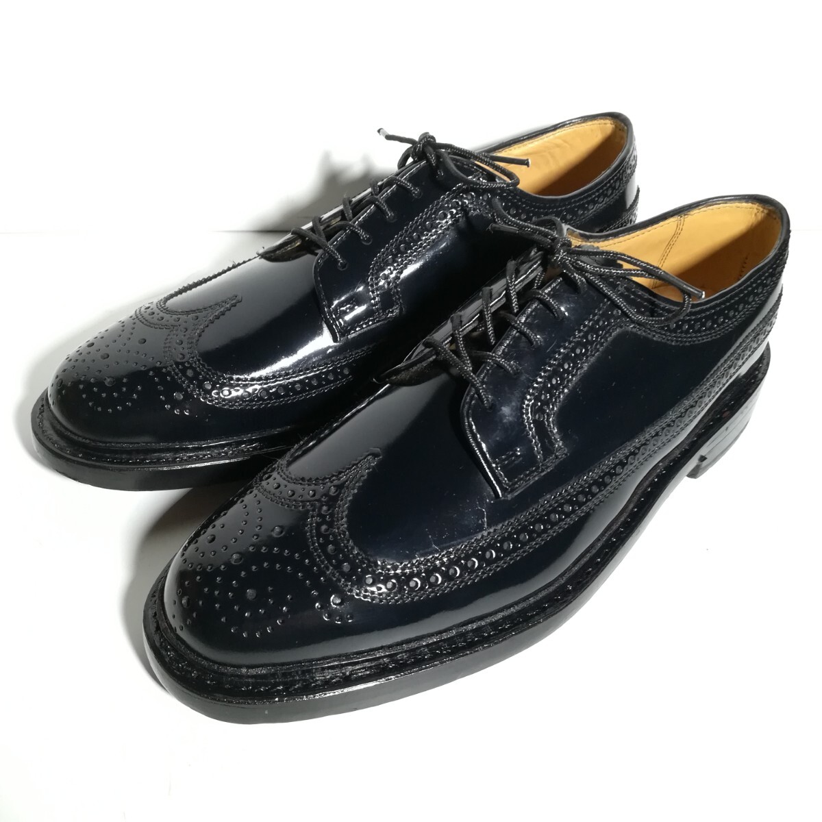 c1071 【未使用に近い】 ★フローシャイム Florsheim★ Imperial エナメル パテントレザー ウイングチップ 8 1/2D 黒 ブラック 革靴拍卖