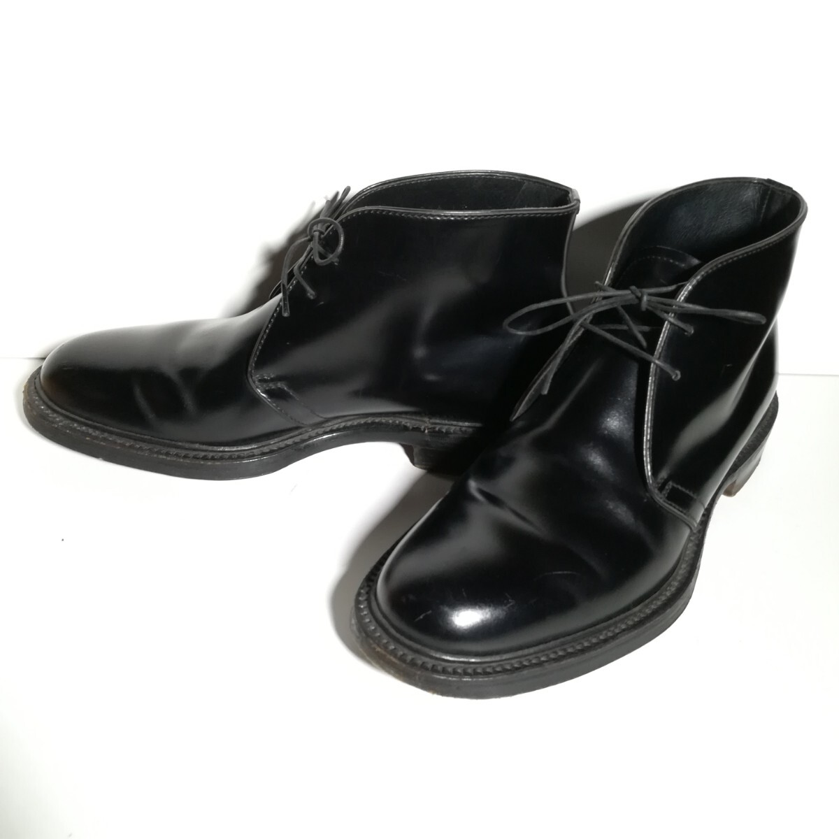 d0111 ★ジョンストン&マーフィー Johnston&Murphy★ LS43 チャッカブーツ 6 1/2 黒 ブラック 革靴 シューズ aristocraft アリストクラフト拍卖