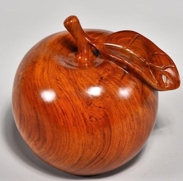 リンゴ木彫り赤木細工ホームリビングオフィスデスクトップアクセサリー置物拍卖