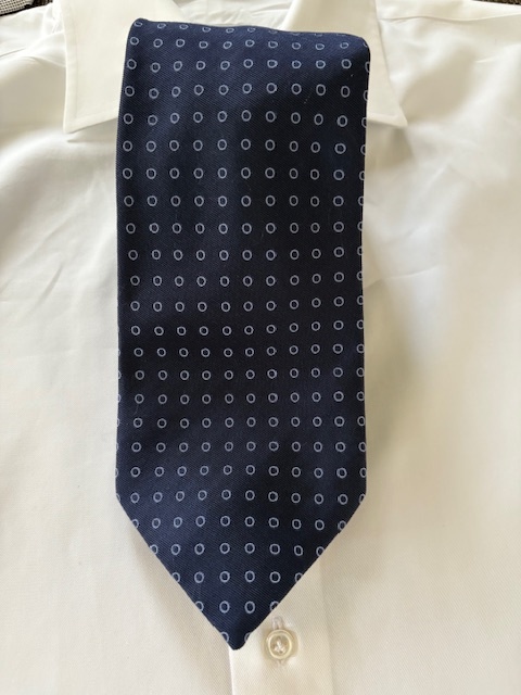 LUIGI BORRELLIボレリのシックな濃紺タイ ネイビー地に〇拍卖