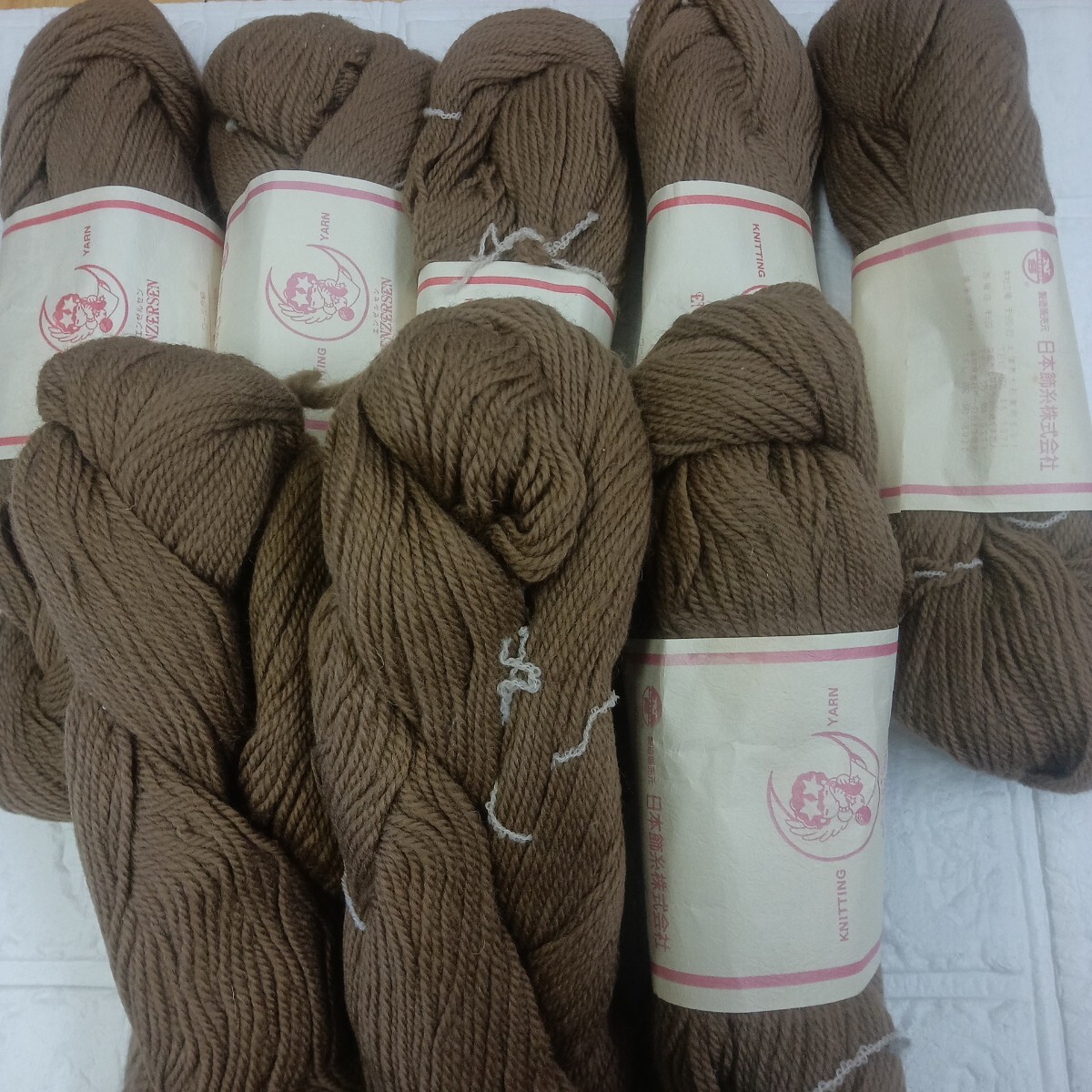 100円〜 毛糸 手芸材料 編み物■ウール合細 茶色番・8カセ拍卖