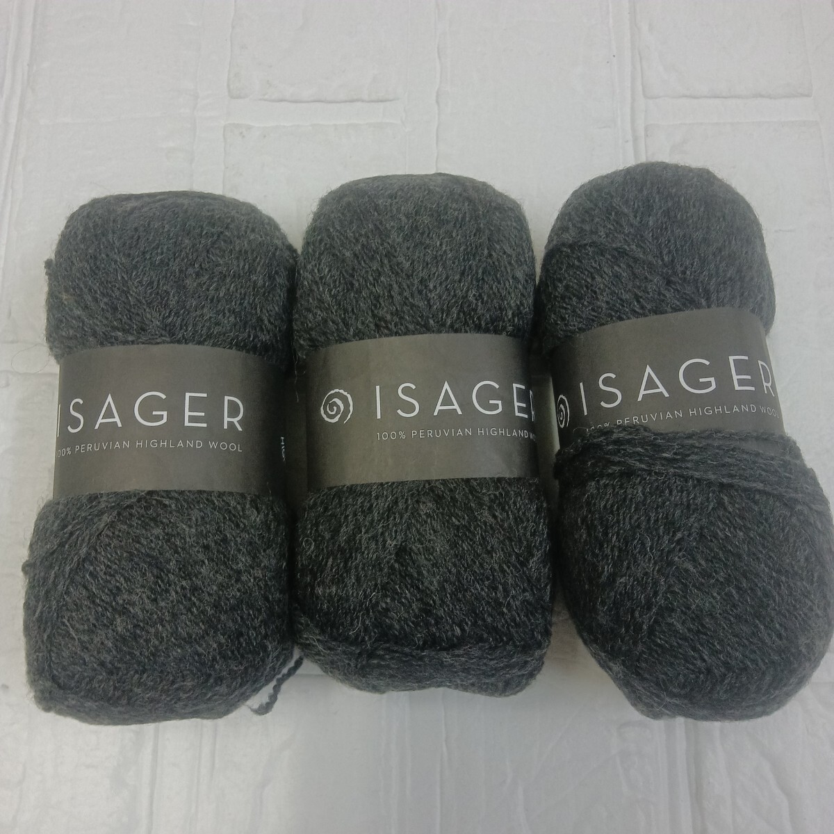 100円〜 PERU 毛糸 手芸材料 編み物■ISAGER 濃いグレー・3玉拍卖