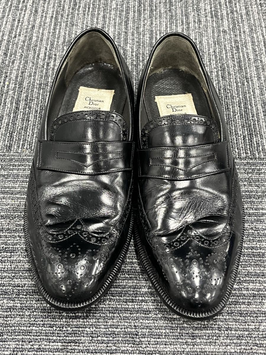 曽我部 11月 No.81 Christian Dior ディオール ローファー 革靴 MONSIEUR ビジネスシューズ ブラック サイズ40 汚れ有り拍卖