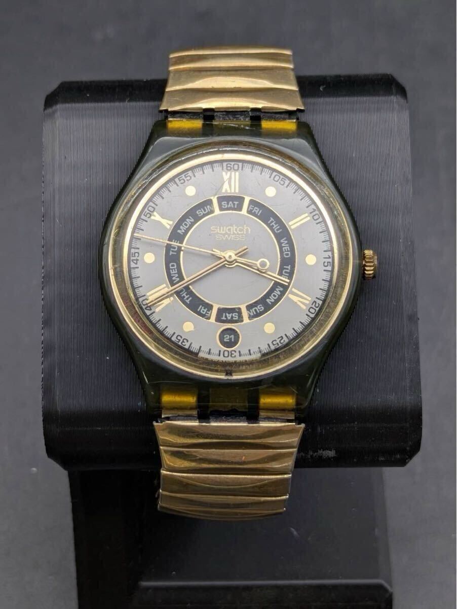 夏本 11月 No.41 Swatch スウォッチ 腕時計 602 9003 クォーツ 3針 デイト 稼働なし ファッション ウォッチ 汚れ傷あり拍卖