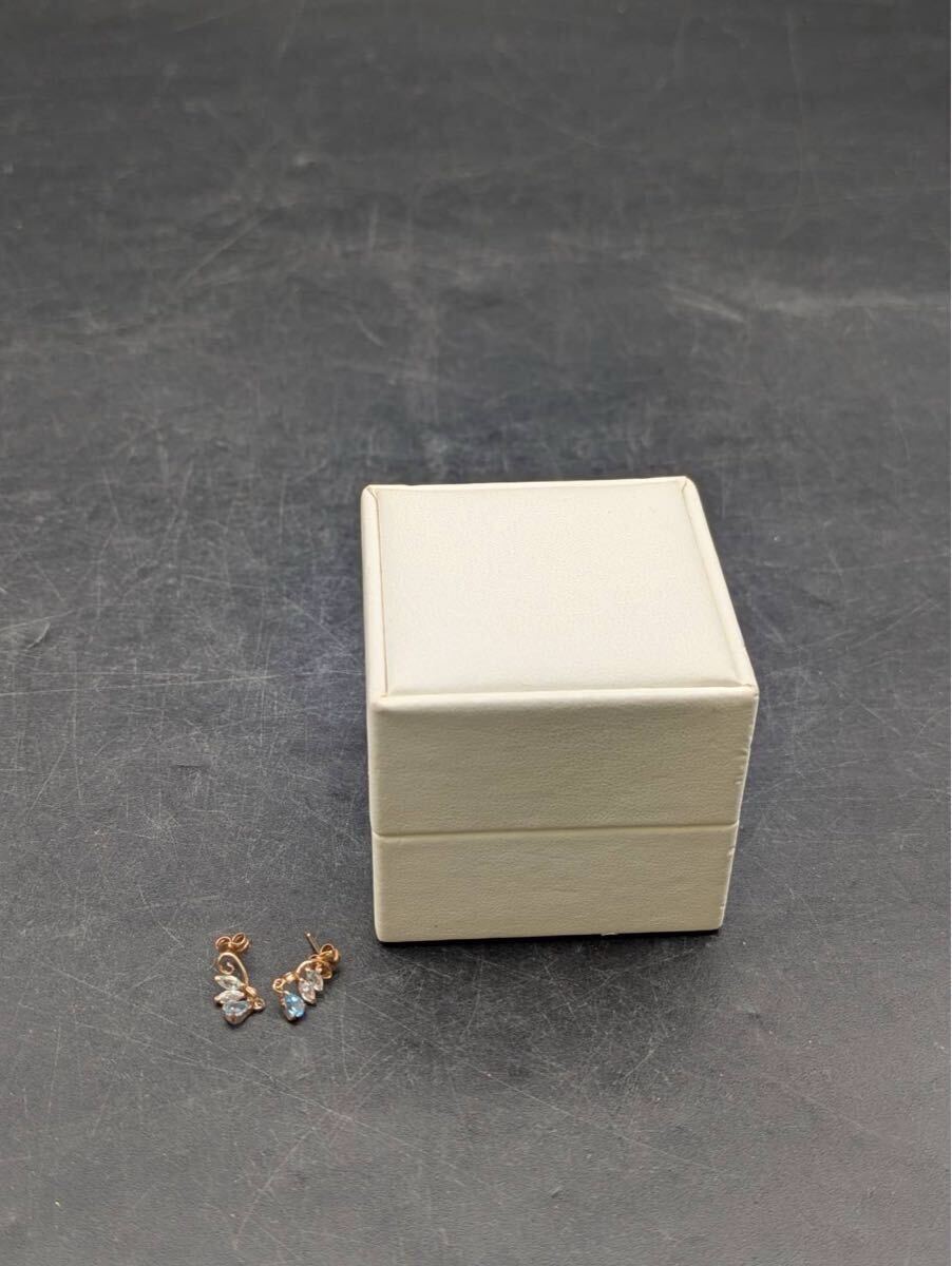 川端 11月 No.29 4°C ヨンドシー ピアス 留め具 K10 ゴールド 10K ブルー ストーン アクセサリー 小物 レディース 箱付き拍卖