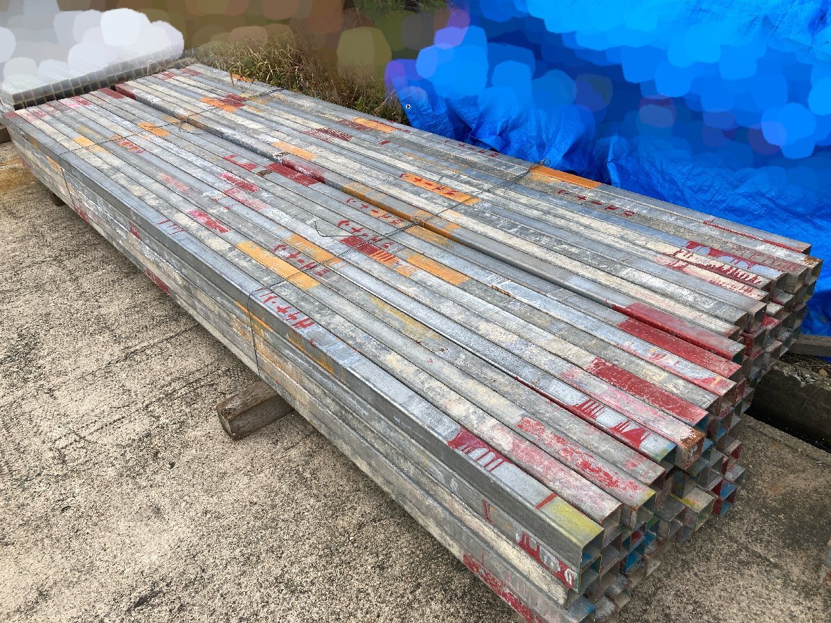 【兵庫県発】鋼管 バタ角 角パイプ 約4000mm×60mm×60mm 50本 型枠 コンクリート 補強材 大量 まとめ売り拍卖