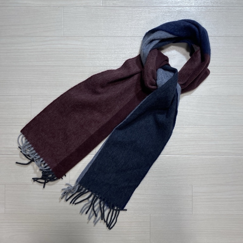 Drake's/ドレイクス/スコットランド製/リバーシブル/アンゴラブレンド/ダブルフェイス/フリンジマフラー/ユニセックス/柔らか肌触り拍卖