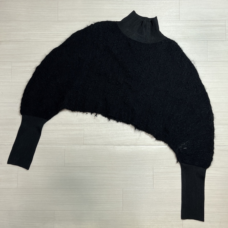 Rito/リト/ショート丈/変形ハイネックリブシャギーニット/プルオーバーニットセーター/ラウンドスリーブ拍卖