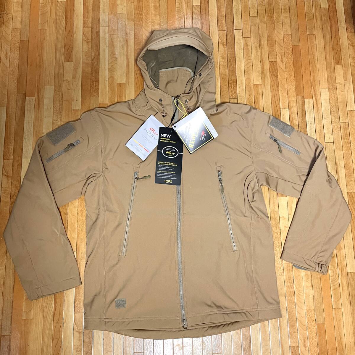 新品1410 防水透湿 ソフトシェル アーミージャケット サンドカーキ Lサイズ拍卖