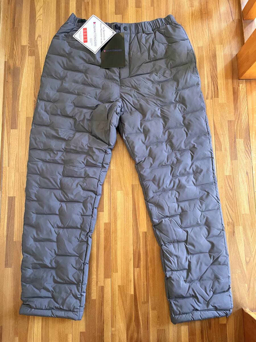 新品1434 プリマロフト中綿 ベルト内臓 ダウンパンツ グレー XL拍卖