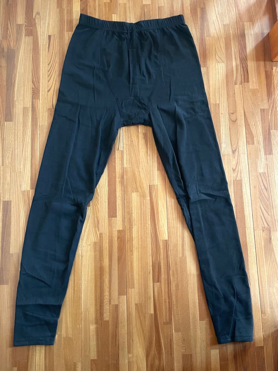 高級 3倍保温 ベースレイヤーパンツ 新品 ウール シルク ブラック LL拍卖