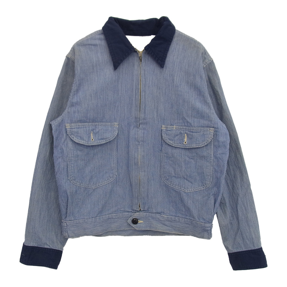 SUGAR CANE シュガーケーン M11454 ピンヒッコリーストライプ 襟切替 ワークジャケット ネイビー系【中古】拍卖