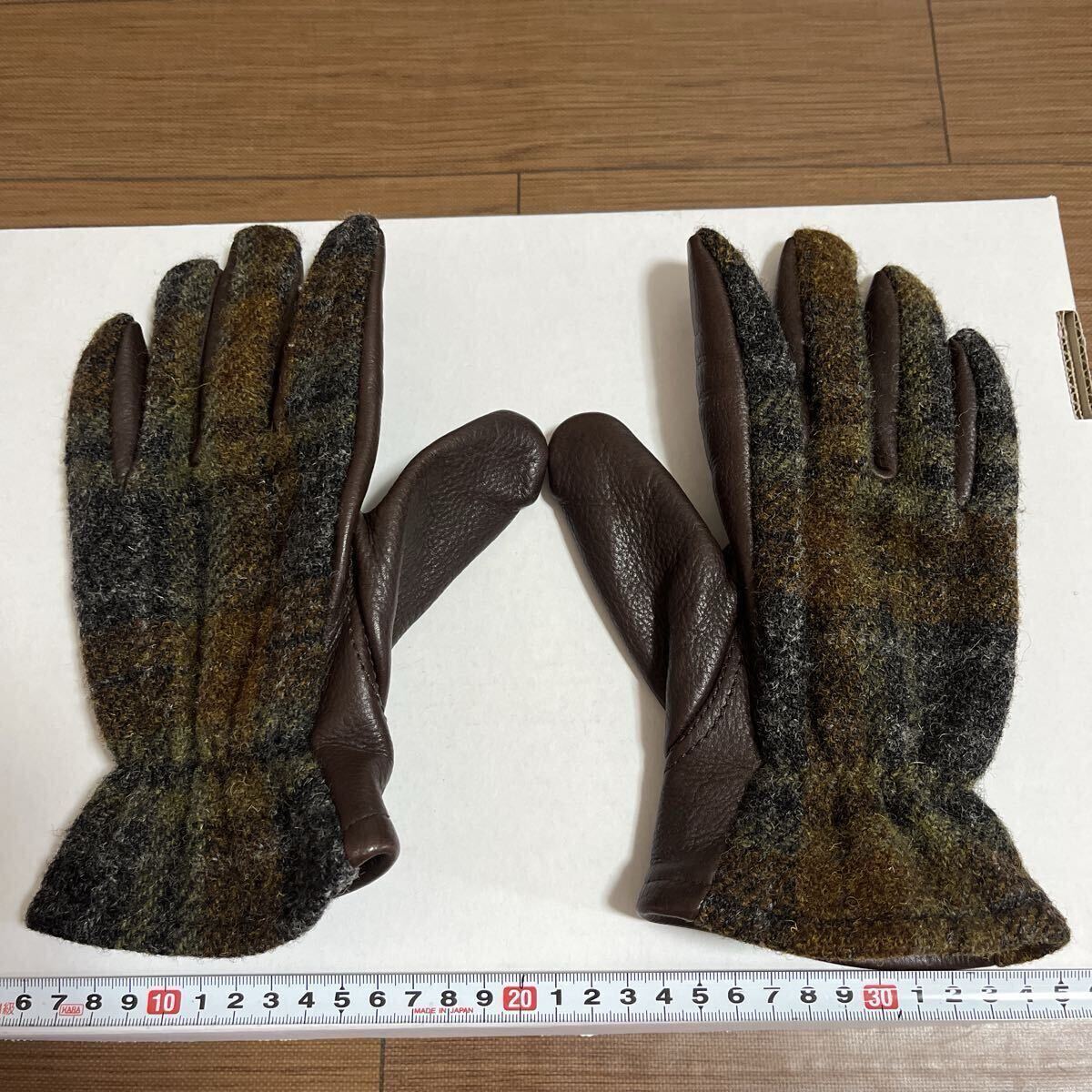 COMME des GARCONS HOMME コムデギャルソンオム HJ-K701 × Harris Tweed ハリスツイード レザー切替 グローブ 手袋 ブラウン系拍卖