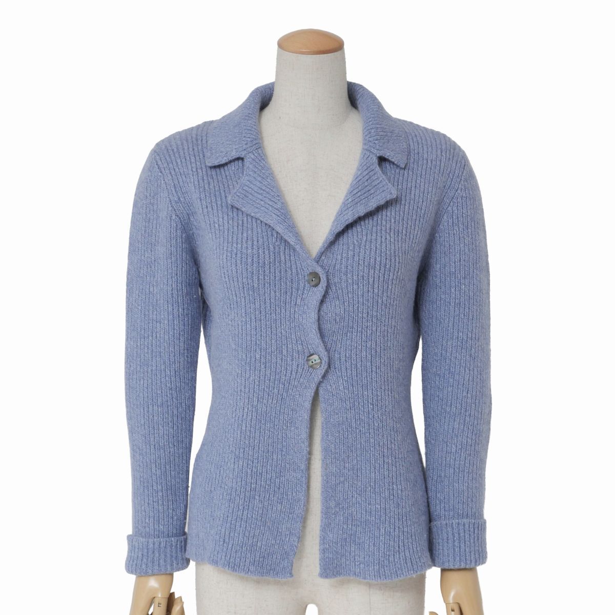 TJ7042◇イタリア製 SEVENTY セブンティ ウール アンゴラ リブニット ジャケット カーディガン ブルー系 サイズ42/S相当拍卖