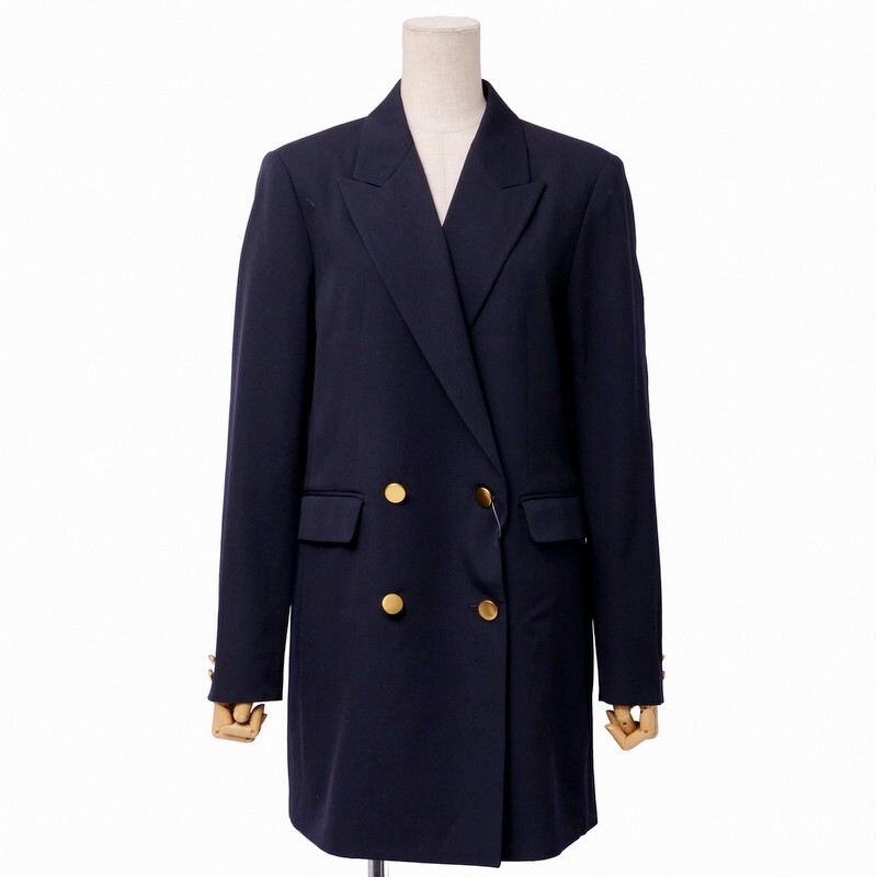 MI3672#ノーブル*NOBLE*テーラードジャケット*ダブルブレスト*ブレザー*長袖*ロング*定価3.3万円+税*ネイビー系*サイズ40拍卖