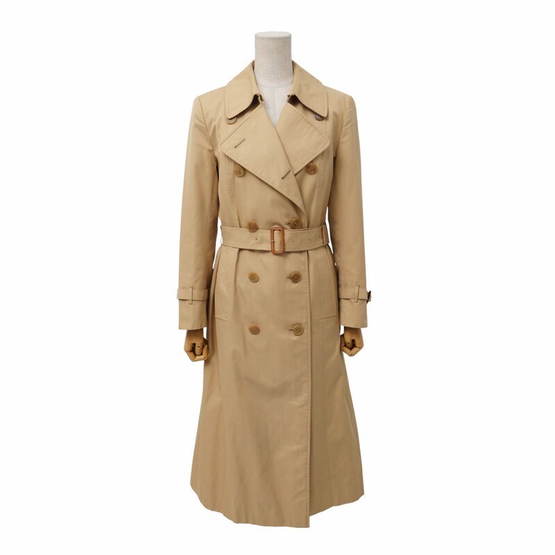 STJ5715〇バーバリー BURBERRYS*トレンチコート*コットンギャバジン*裏ノバチェック柄*ベルテッドコート*ロングコート*11AB3*ベージュ拍卖