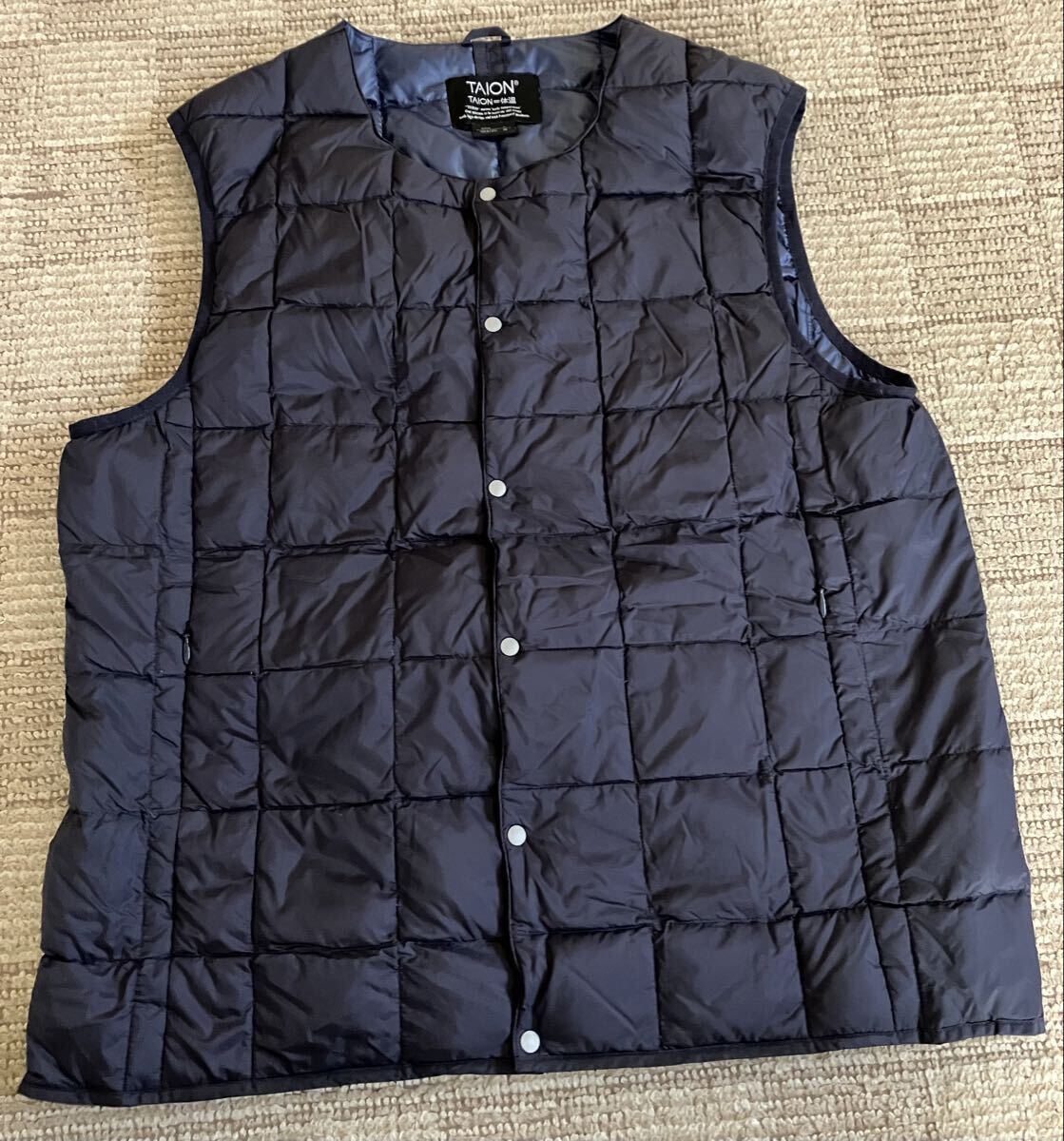 TAION ダウンベスト タイオン ネイビー アウター インナーダウンベスト ブランド 軽い 保温 防寒 ポケット付き ナイロン 古着拍卖