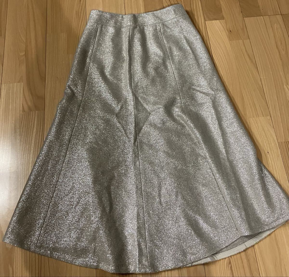 IENA ブライトウールデザインスカート イエナ ロングスカート ラメ レディース 古着 華やか 秋冬コーデ 上品 シンプル 裏地付き拍卖