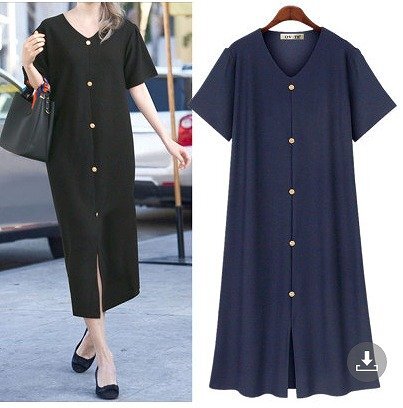 ファッションワンピース ダークブルー/ブラック XL ダークブルー拍卖