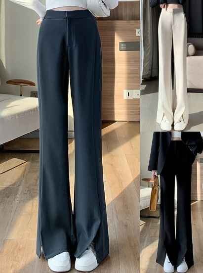 全3色 スラックス ビジネス スリット 切り替え スリム 着痩せ 【大きいサイズあり】 3XL ダークグレー拍卖