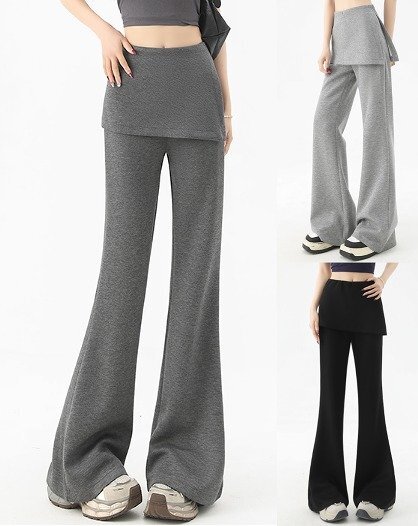 パンツ ハイウエスト 切り替え スリム 着痩せ XL ダークグレー拍卖