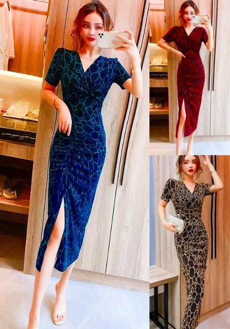 タイトワンピース スリット 切り替え バイカラー スリム 着痩せ シンプル S ワイン拍卖