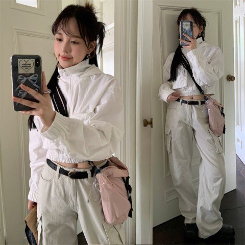 カジュアル レトロ 韓国風 ミニ丈 トップス ジャケット フリー ブラック拍卖