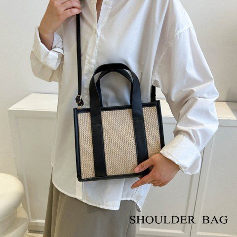 ショルダーバッグ きれいめ 肩掛け 黒 カーキ おしゃれ スクエア 大容量 ファスナー 夏バッグ ワンサイズ 黒拍卖
