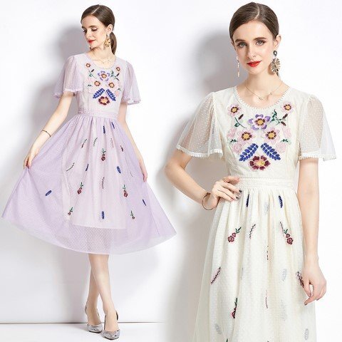 ロングワンピース 長袖 刺繍 レース おしゃれ ドレス 二次会 披露宴 懇親会 上品 エレガント レディース L パープル拍卖