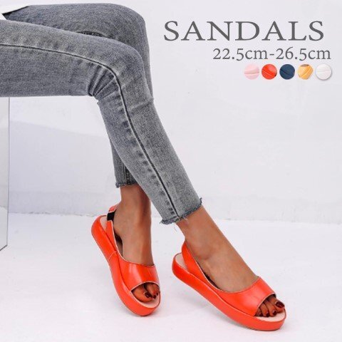 サンダル スタイルアップ フラット 歩きやすい 厚底 美脚 脚長 スタイルアップ 25.0cm(40) ブルー拍卖