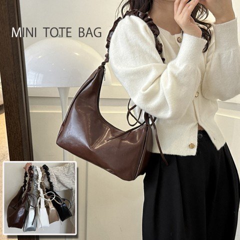 レディース ショルダーバッグ トートバッグ 斜め掛け レザー調 肩掛け くしゅくしゅ ワンサイズ シルバー拍卖