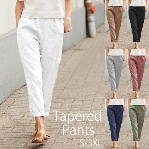 ロングパンツ テーパードパンツ ボトムス カーゴパンツ 体型カバー 大きいサイズあり M ホワイト拍卖