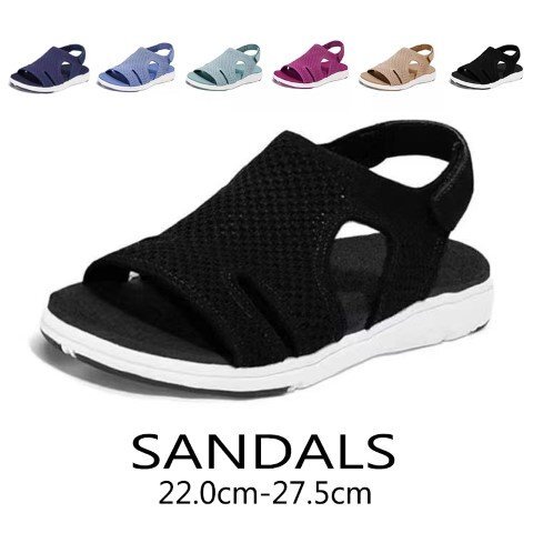 サンダル レディース サンダル 軽量 オープントゥ 通気性 メッシュ おしゃれ 22.0cm(34) アプリコット拍卖