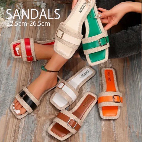 フラットサンダル 歩きやすい 幅広 フラット 夏サンダル ぺたんこ ベルトサンダル カラバリ豊富 25.0cm(40) ダークブラウン拍卖