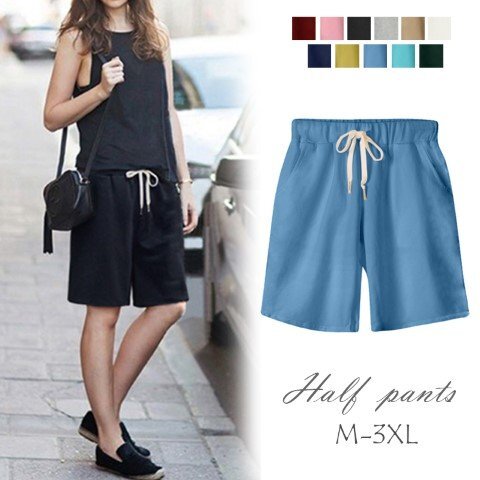 ショートパンツ 5分丈 ハーフパンツ ウエストゴム シンプル ポケットあり 短パン 部屋着 L ネイビー拍卖