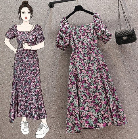 【大きいサイズM-4XL】 ファッションワンピース XL パープル拍卖