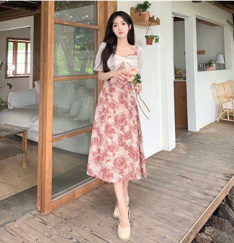 ファッションワンピース 3XL フラワー拍卖