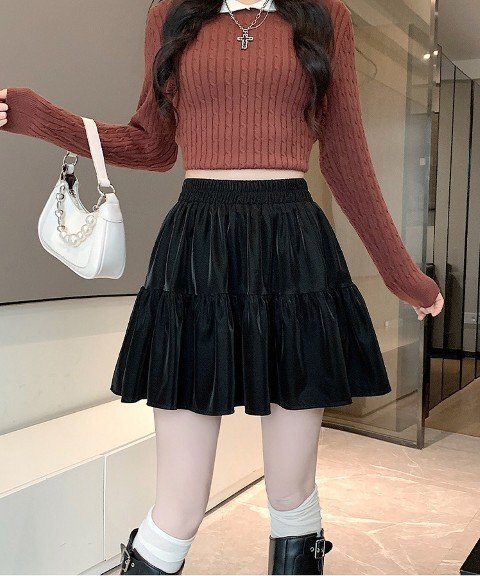 【大きいサイズM-4XL】ファッションミニスカートブラック/ブラウン2色展開 M ブラック拍卖