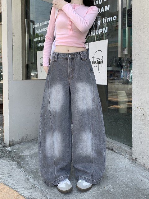 Gパン ジーパン ジーンズ 切り替え バイカラー 体型カバー 着痩せ デニム シンプル S ワンカラー拍卖