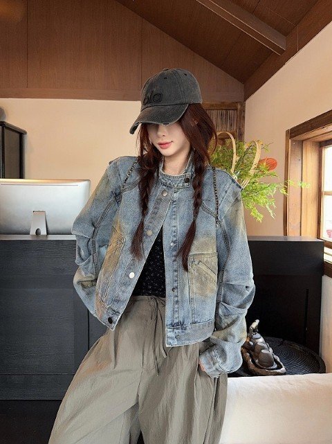 Gジャン ジージャン ジーンズ 長袖 切り替え 体型カバー 着痩せ デニム シンプル L ワンカラー拍卖