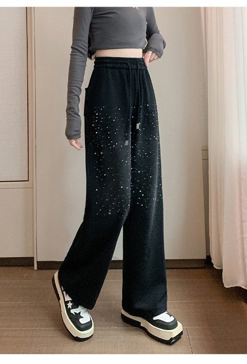 ロングパンツ スラックス カジュアルパンツ M ブラック拍卖