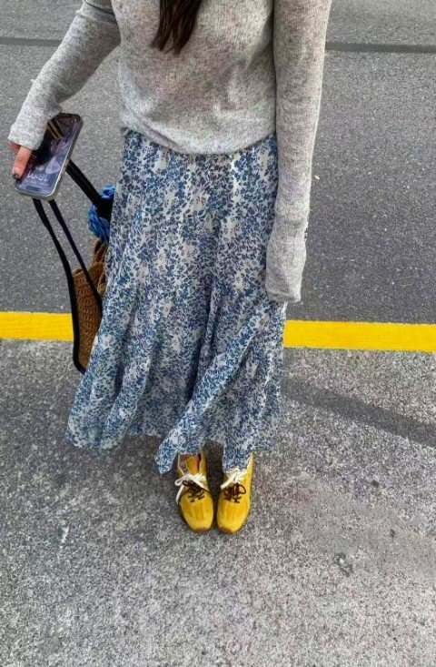 スカート フリル 切り替え バイカラー 体型カバー 着痩せ シンプル カジュアル拍卖