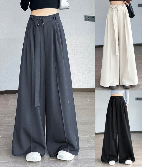 スラックス ビジネス ハイウエスト 切り替え 体型カバー 着痩せ M ブラック拍卖