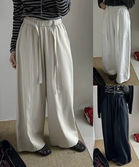 パンツ 切り替え 体型カバー 着痩せ カジュアル フリー ベージュ拍卖