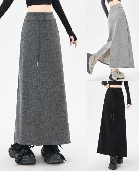 スカート フリル 切り替え スリム 着痩せ カジュアル L ダークブルー拍卖